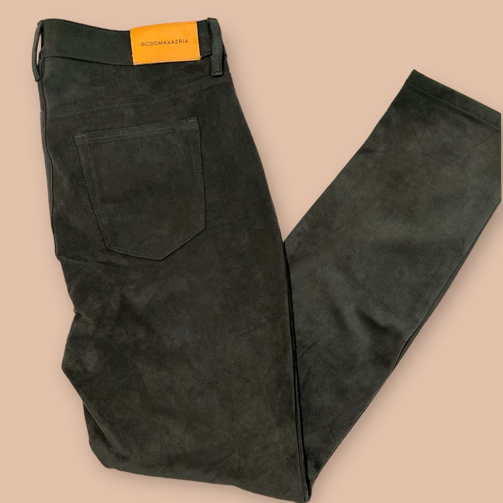 BCBGMAXAZRIA FAUX SUEDE PANTS DARK GREEN NWOT SIZE‎ 29